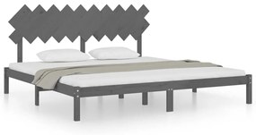 Estrutura de cama 200x200 cm cinzento madeira maciça