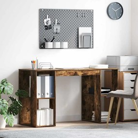 vidaXL Mesa com Armazenamento Carvalho fumado 130 x 50,5 x 75 cm