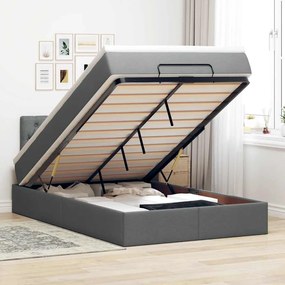 vidaXL Cama otomana com colchão 120x200 cm tecido cinzento escuro