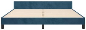 Estrutura de cama sem colchão 160x200 cm veludo azul-escuro