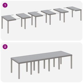 Conjunto de Jantar de Jardim vidaXL de 11 Peças com Almofadas Cinzento
