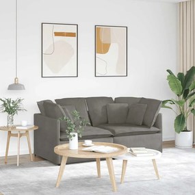 Sofá modular com almofadas tecido corduroy cinzento-claro