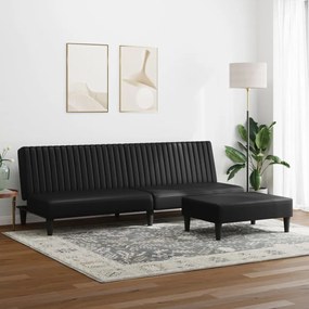 2 pcs conjunto de sofás couro artificial preto