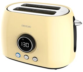 Torradeira digital de 800 W ClassicToast 8000 Yellow Double, 2 ranhuras extralargas para 2 torradas, Ecrã digital, 3 funções, suporte superior, design