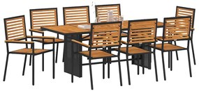 Conjunto de Jantar vidaXL 9 Peças Jardim Aço Preto