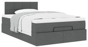 Cama otomana com colchão 120x190 cm tecido cinzento escuro