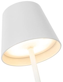 Candeeiro de Mesa Branco com LED Dimerizável e Recarregável IP54 - Murdock Moderno