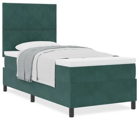 Cama Box com Colchão vidaXL Verde Escuro Solteiro Veludo