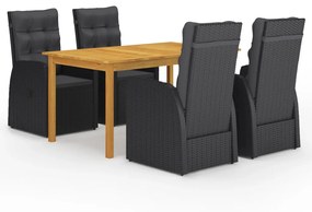 vidaXL 5 pcs conjunto de jantar de jardim preto