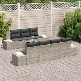 Conjunto de Sofá de Jardim de 8 Peças com Almofadas Cinza Claro Polira