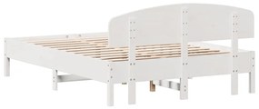 Cama sem colchão 120x200 cm madeira de pinho maciça branco