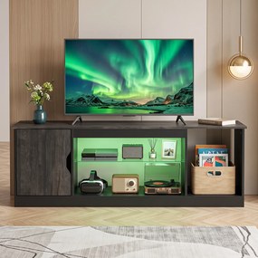 Móvel de TV, 148 x 35 x 52,5 cm, Iluminação LED Multicolor, Preto