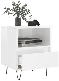 Mesa de cabeceira 40x35x50cm derivados madeira branco brilhante