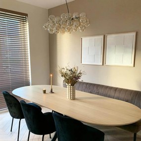 Candeeiro de suspensão design preto com vidro âmbar 8 luzes - Uvas