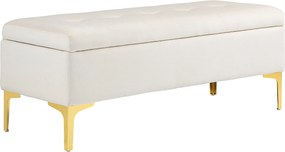 HOMCOM Banco com arrumação, suportando até 120 kg, 120x44x44,5cm, Bege | Aosom Portugal