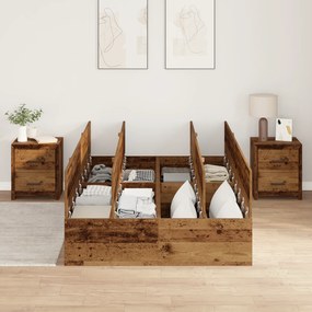 Estrutura de Cama Armazenamento vidaXL Madeira Velha 120x200 cm