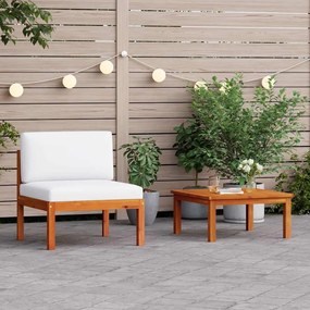 vidaXL Conjunto de lounge de jardim vidaXL de 2 peças com almofadas de madeira de acácia e corda