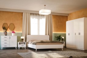 Conjunto de Quarto Lavinia – Branco – Guarda-Roupa 175x186x50 cm, Estr