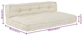 Almofada de Sofá Pallet 2 pcs Creme tecido