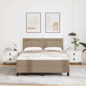 vidaXL Cama Box com colchão Cappuccino 140 x 200 cm Couro sintético
