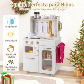 Cozinha de Brincar Infantil, 53 x 30 x 80 cm, Sistema Antitombo, Branco