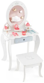 Conjunto de penteadeira infantil com espelho triplo - branco