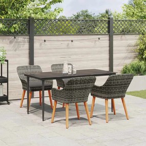 Conjunto de Jantar para Jardim de 5 Peças Cinza em Ráton