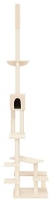 Árvore p/ gatos altura ajustável chão-teto 268,5-294,5 cm creme