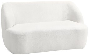 HOMCOM Sofá de 2 Lugares Estofado em Borreguito Sofá de Sala de Estar com Desenho Curvo e Acolchoamento Grosso142x85x73,5 cm Creme | Aosom Portugal