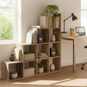 Estante com compartimentos abertos para sala de estar, escritório 29 x 129,5 x 129,5 cm castanho camelo