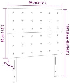 Cabeceira cama c/ luzes LED veludo 80x5x118/128cm azul-escuro