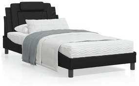 vidaXL Estrutura de cama c/ luzes LED 100x200cm couro artificial preto
