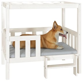 vidaXL Cama para cães 95,5x73,5x90 cm madeira de pinho maciça branco