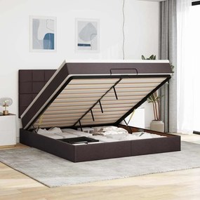 Estrutura de cama otomana com colchão 180x200cm castanho escuro