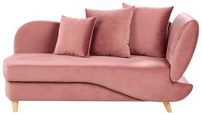 Chaise-longue à direita com arrumação em veludo rosa MERI II Beliani