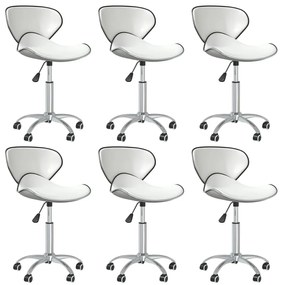 vidaXL Cadeiras de jantar giratórias 6 pcs couro artificial branco