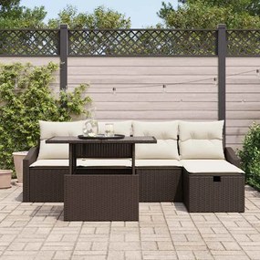 Conjunto de Sofás de Jardim com 6 Peças e Almofadas em Rattan Sintétic