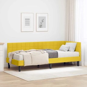 vidaXL Estrutura de Cama de Canto com Colchão 2 pcs Amarelo Veludo