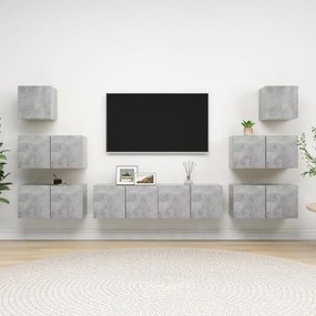8 pcs conjunto de móveis de TV derivados madeira cinza cimento