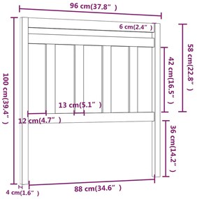 Cabeceira de cama 96x4x100 cm pinho maciço