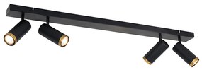 Candeeiro de teto moderno preto com bronze 4 luzes ajustáveis - Renna Moderno