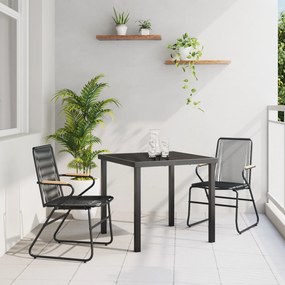 vidaXL Conjunto de Jantar de Jardim 3 Peças Preto Rattan PVC