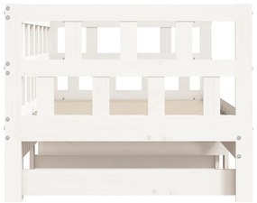 Sofá-cama com gavetão 80x200 cm madeira de pinho maciça branco