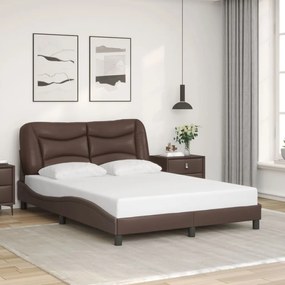 vidaXL Estrutura cama c/ cabeceira 120x200cm couro artificial castanho