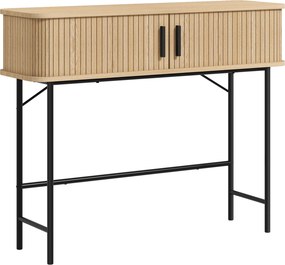 HOMCOM Mesa Consola Vintage Móvel de Entrada com 2 Portas de Correr e Compartimentos Consola de Entrada 100x30x80 cm Carvalho | Aosom Portugal