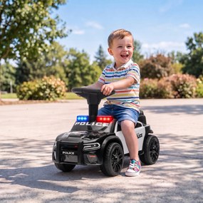 Carro Andador de Polícia para Crianças 18-36 Meses com Luz, Música e Arrumação 65x29,5x36 cm Preto