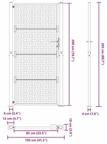 Portão de jardim 105x205 cm preto design cruzado de aço