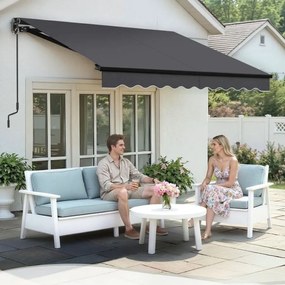 Toldo varanda articulado 300 x 250 cm com manivela para uma proteção solar fiável, cinzento