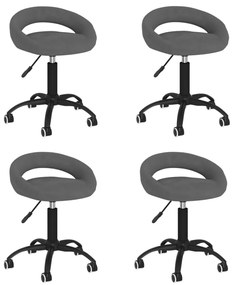 Cadeiras de jantar giratórias 4 pcs veludo cinzento-escuro