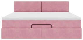 Estrutura de cama otomana com colchão 180x200 cm veludo rosa